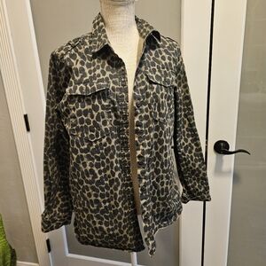 Banana Republic leopard print military style shirt
